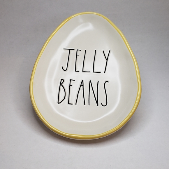 RAE DUNN - "JELLY BEANS" New-white ceramic egg shaped plate - Picture 2 of 6